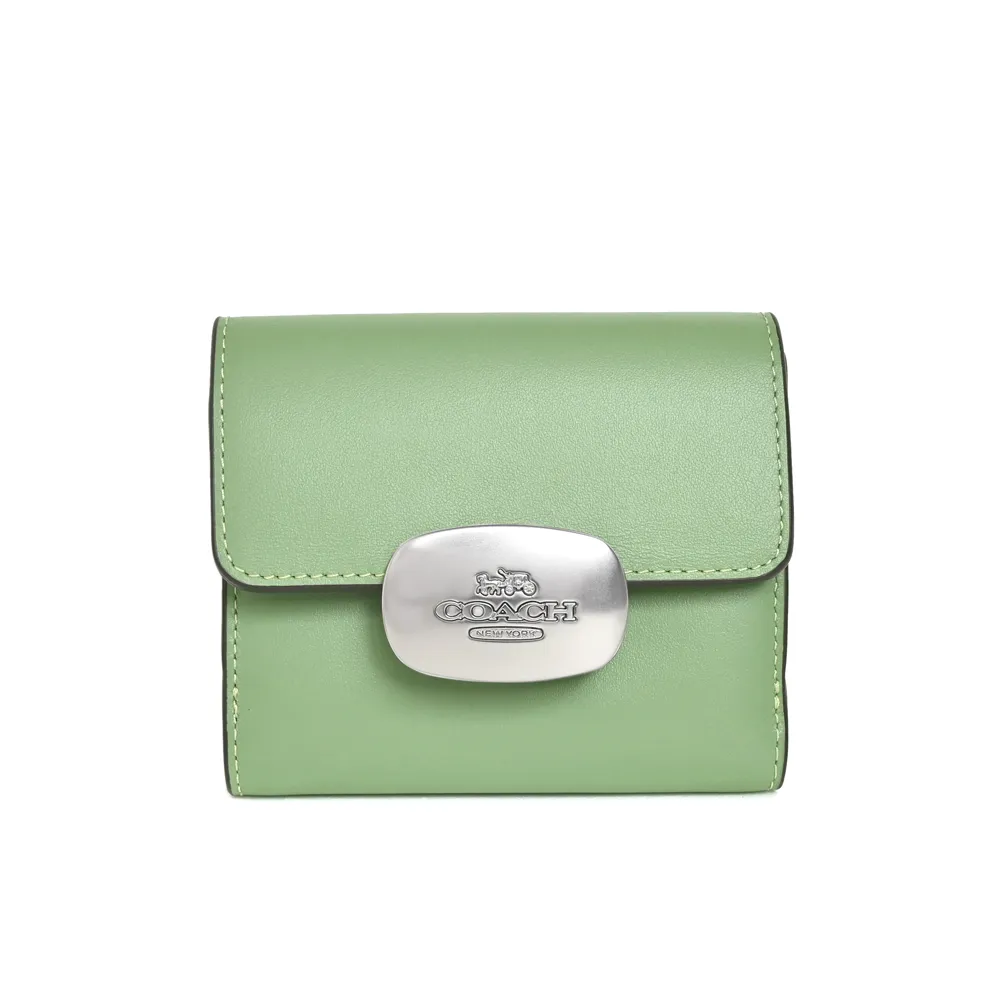 COACH ELIZA深咖C Logo黑邊橢圓金釦前袋雙摺短夾 歷史價格詳細信息