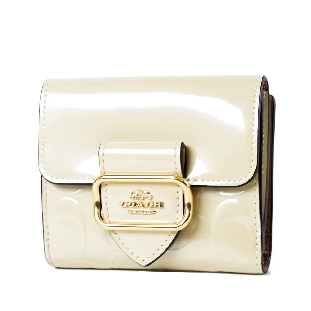 COACH 漆皮浮雕LOGO金屬釦飾零錢袋短夾-黑色 歷史價格詳細信息