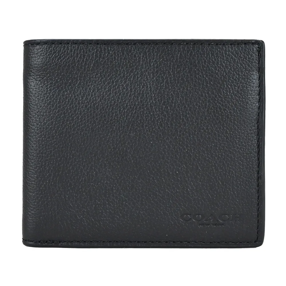 COACH素面牛皮對開男短夾(黑) 歷史價格詳細信息