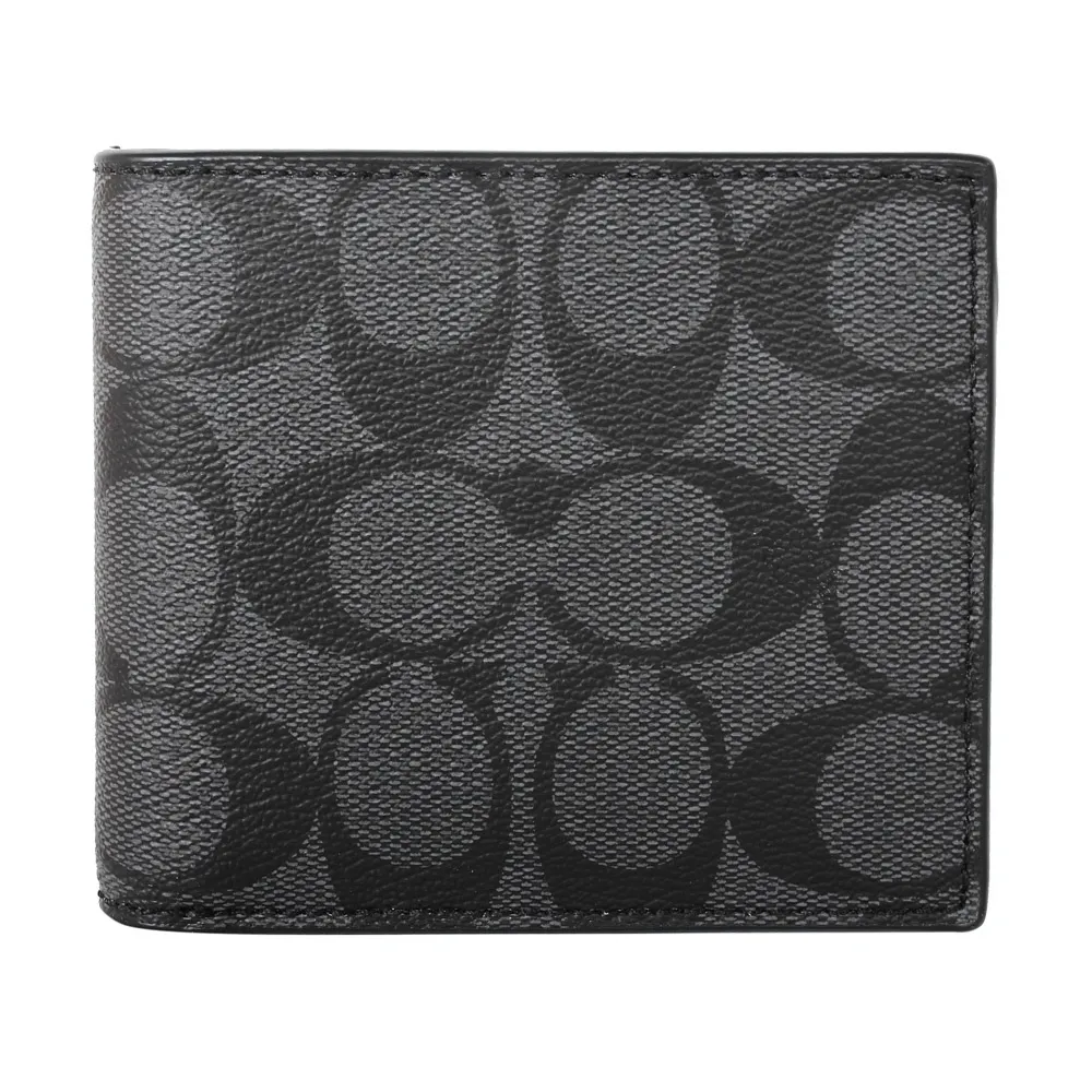 COACH 緹花C LOGO 對開男短夾(黑灰) 歷史價格詳細信息