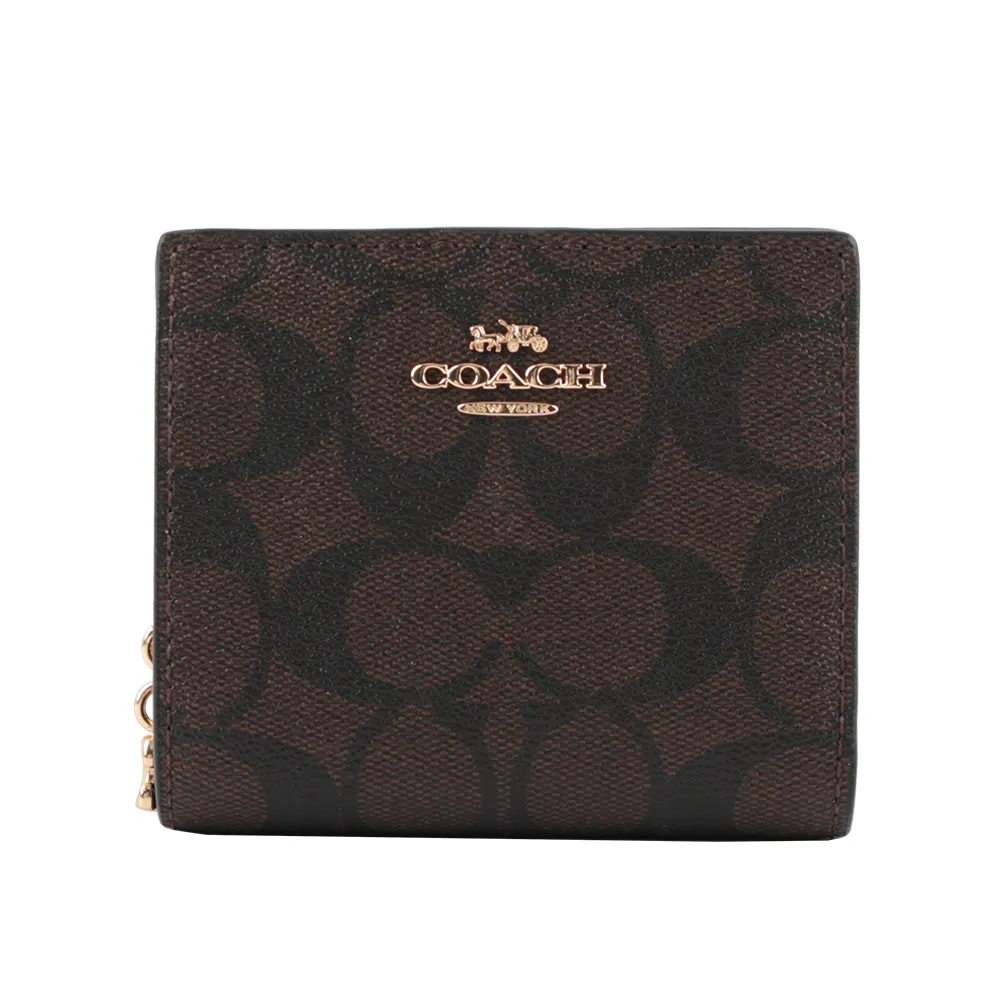 COACH C Logo拉鍊荔枝皮革暗扣二折短夾(銀字/牛仔藍) C2862 SVDE 歷史價格詳細信息