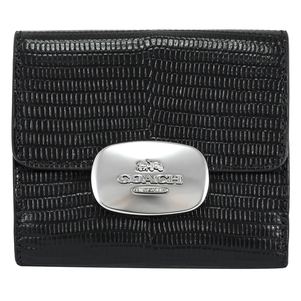 COACH CR398 壓紋LOGO皮革附活動夾/對開短夾.淺咖 歷史價格詳細信息