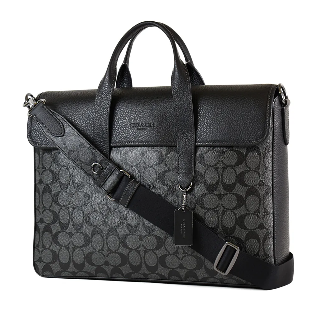 COACH 男款 防刮手提/斜背二用公事包-黑色 歷史價格詳細信息
