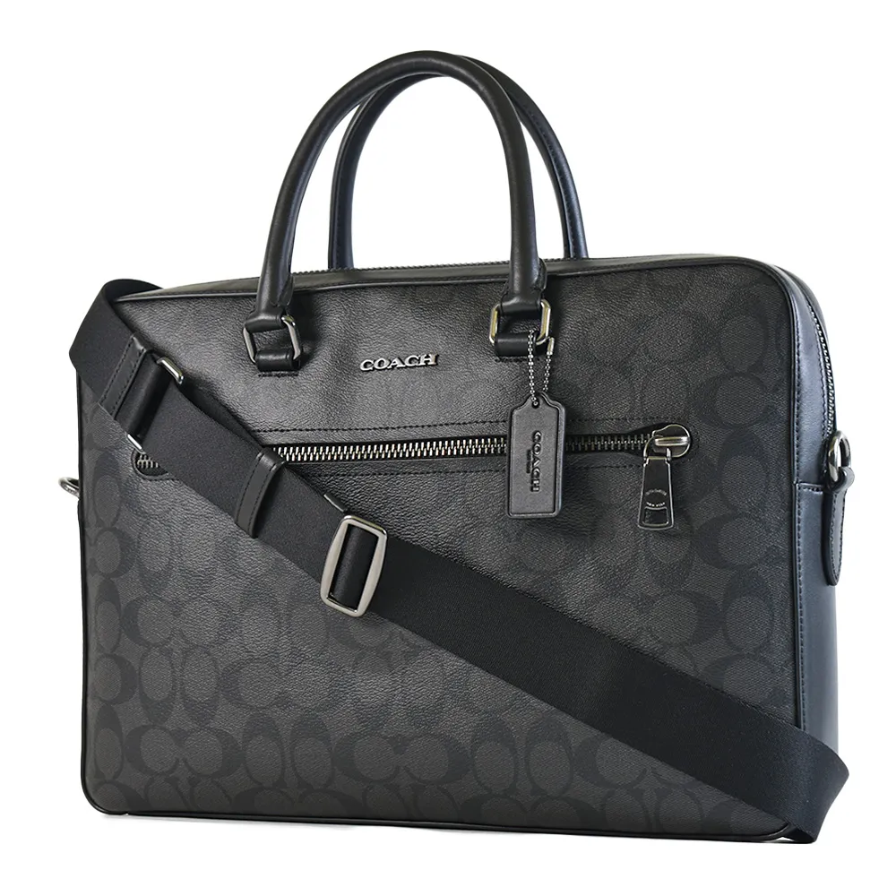 COACH 男款 緹花LOGO防刮拉鍊前釦斜背包-咖啡色 歷史價格詳細信息