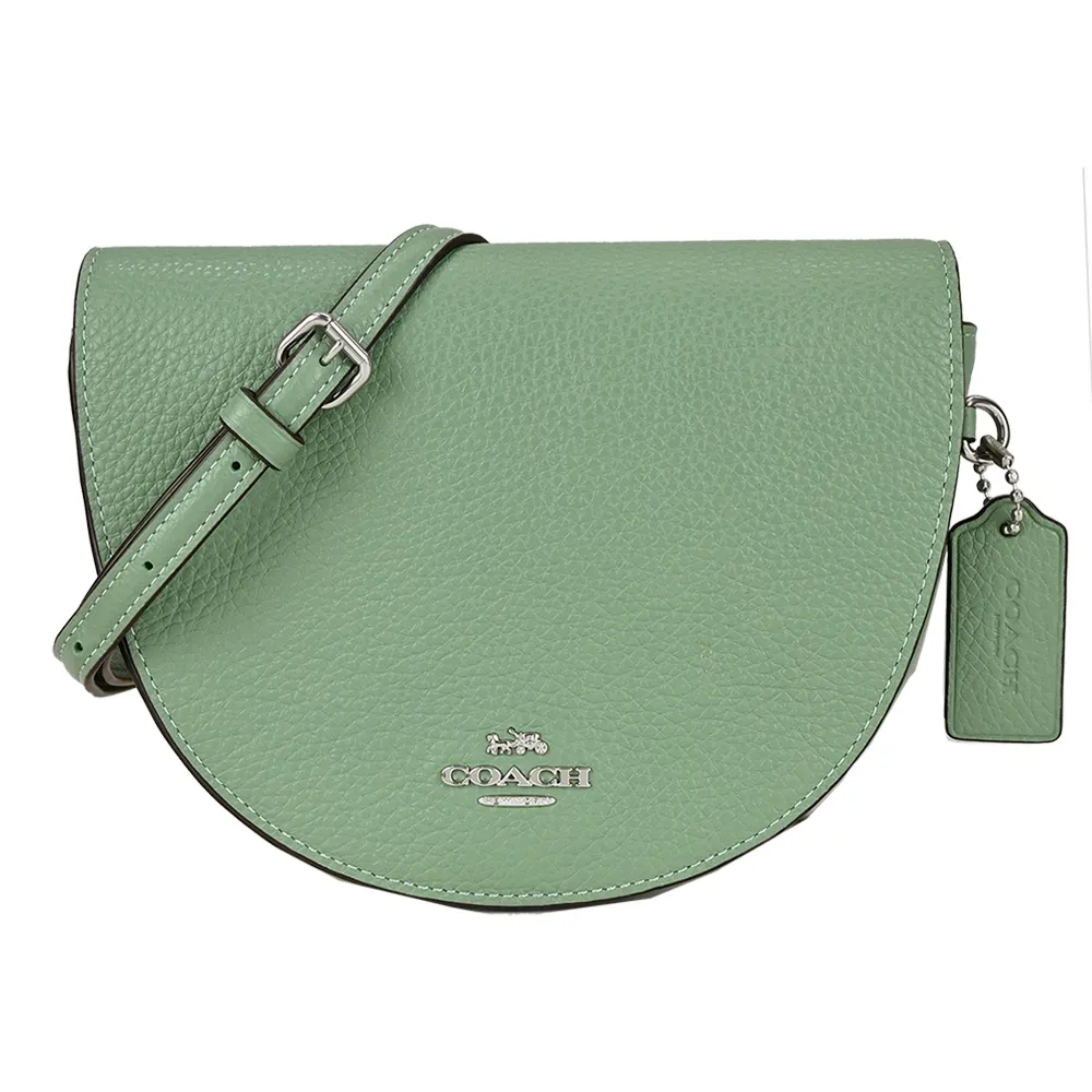 COACH 經典馬車素面牛皮斜背半月包(奶油黃x果綠) 歷史價格詳細信息