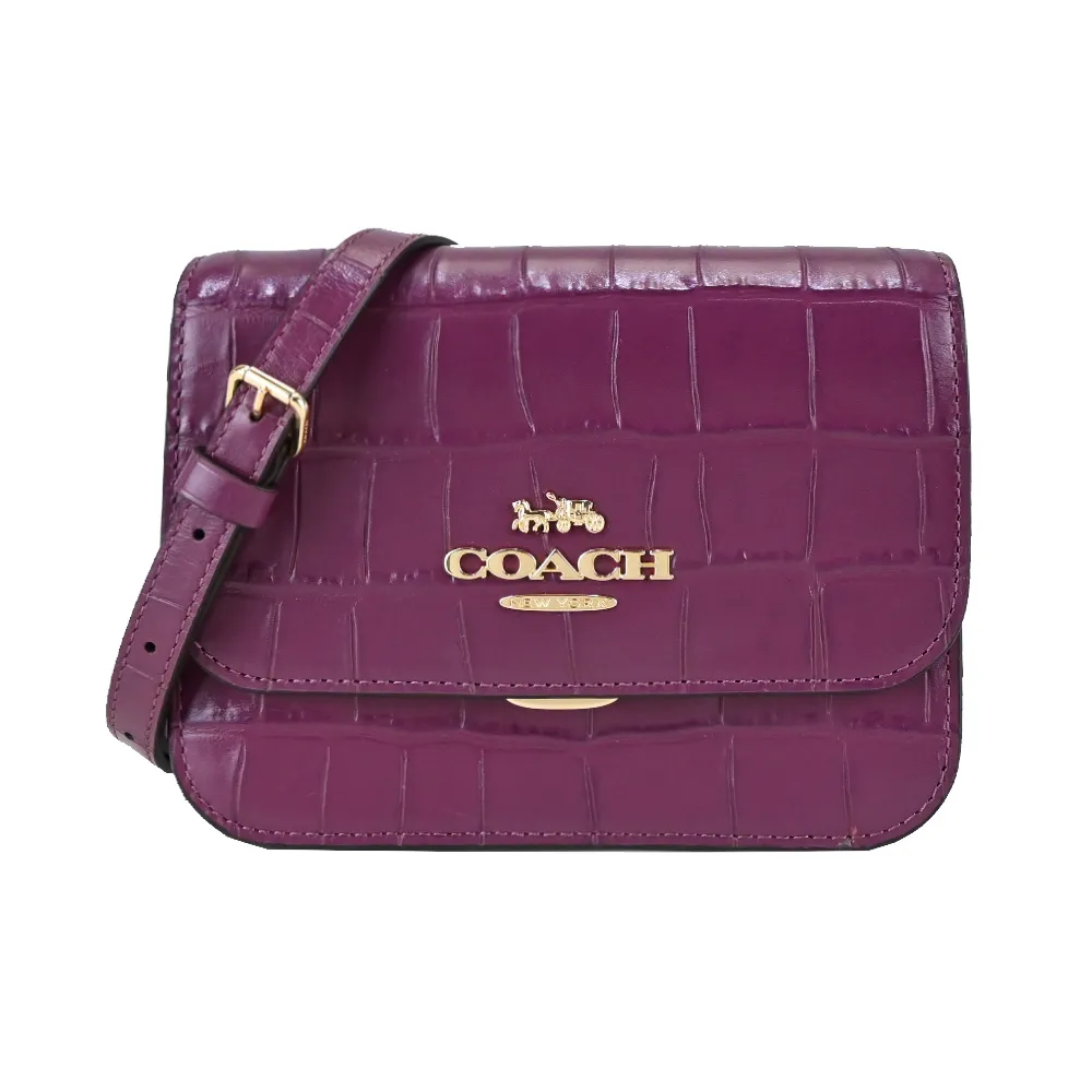 【COACH】鱷魚壓紋皮革 / LARGE 小款 / 斜背 兩用包(藕色) 歷史價格詳細信息