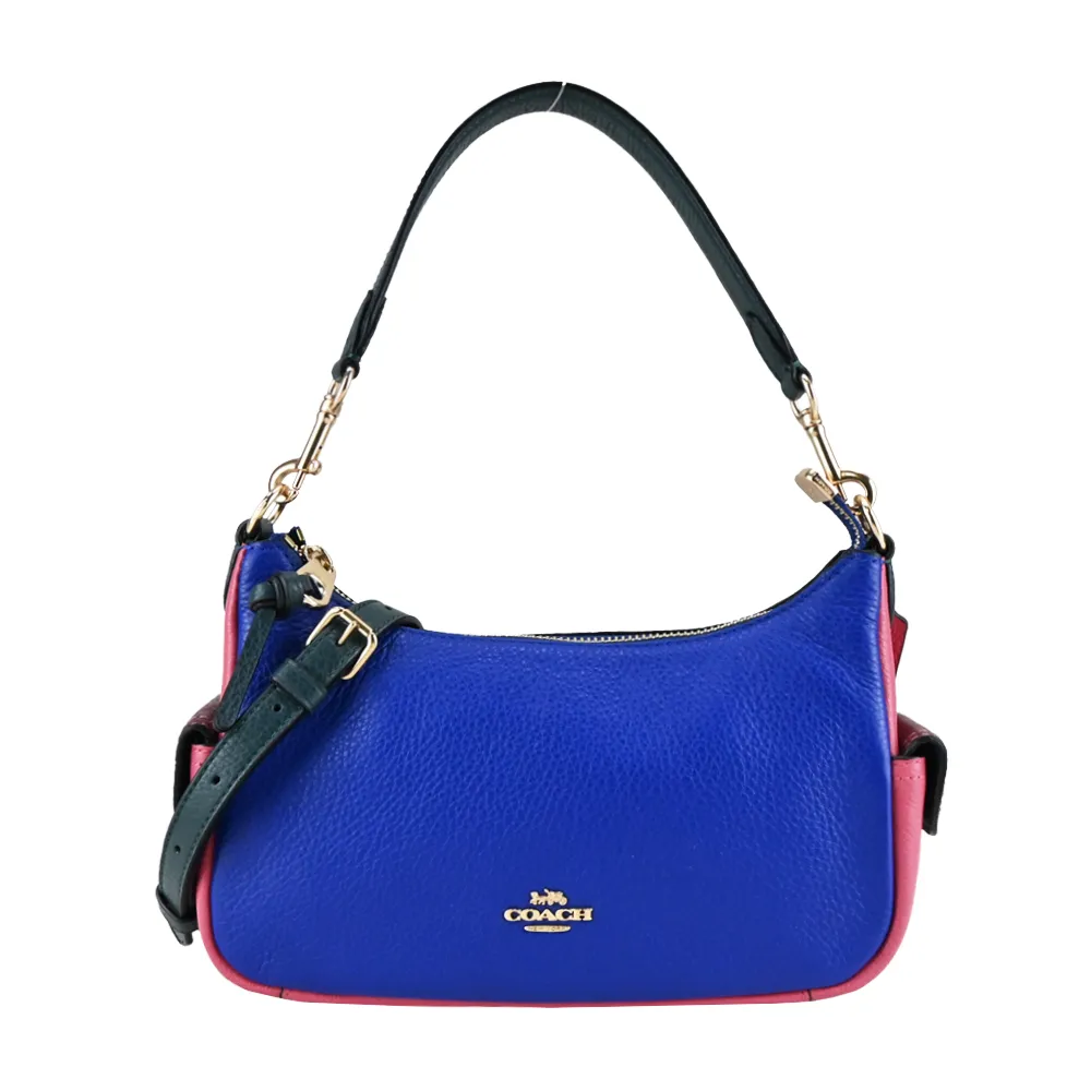 COACH 立體馬車LOGO 斜紋馬車印花PVC斜背包(單寧藍) 歷史價格詳細信息