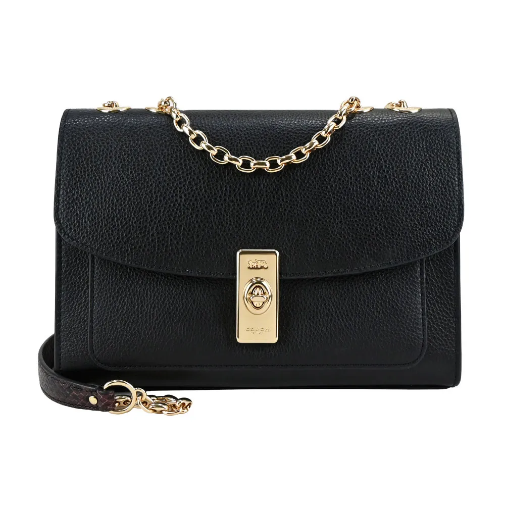 COACH 新款轉扣前口袋拼接PVC皮革雙層手提斜背兩用包(小/卡其x棕白) 歷史價格詳細信息