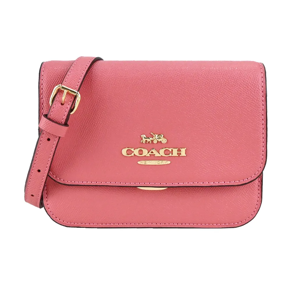 COACH 壓釦翻蓋鱷魚紋皮革斜背包(小/紫紅) 歷史價格詳細信息