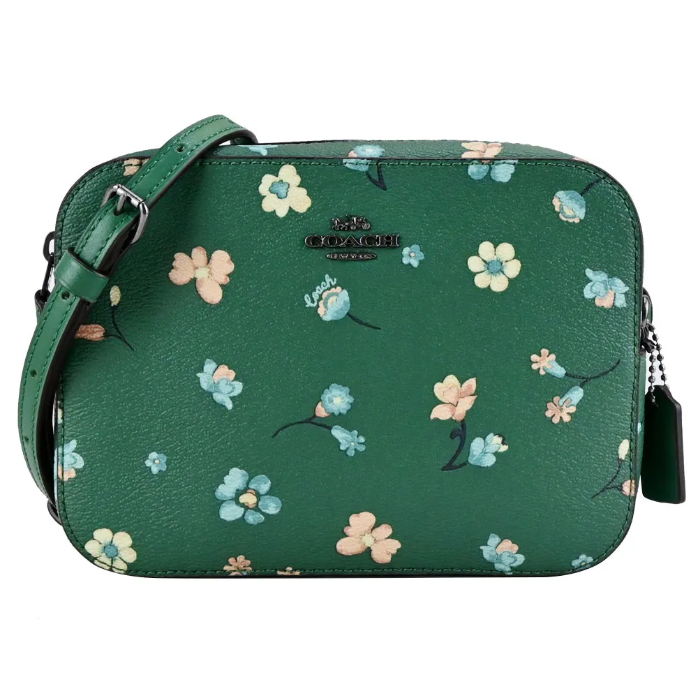 COACH 經典馬車LOGO花卉印花斜背相機包(迷你/粉筆白) 歷史價格詳細信息