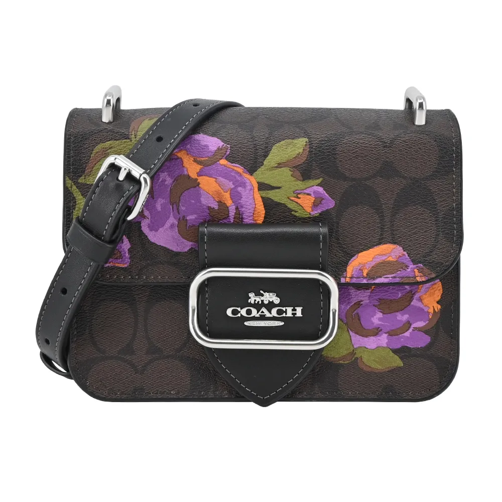 COACH Morgan皮扣造型PVC拼接牛皮短夾(棕紅) 歷史價格詳細信息