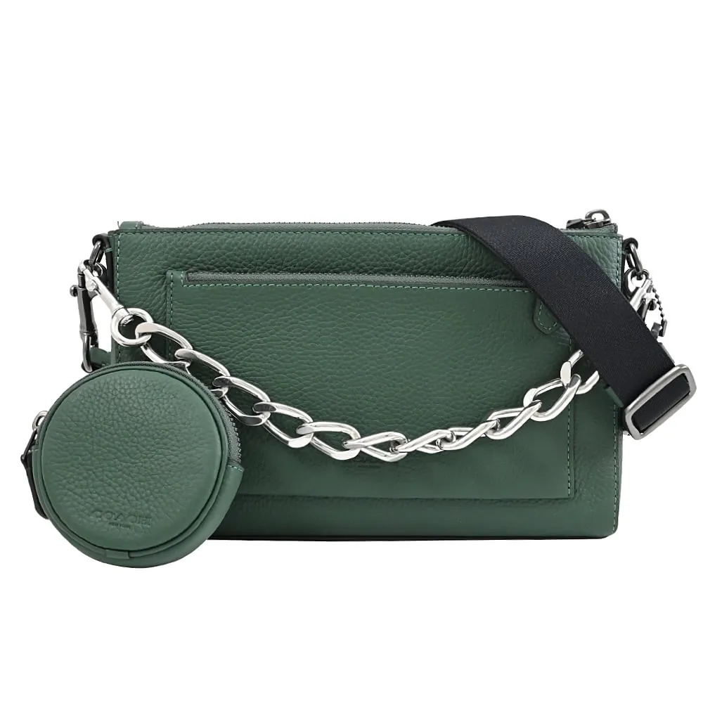 COACH 綠壓紋皮革品牌標誌迷你鏈包 歷史價格詳細信息