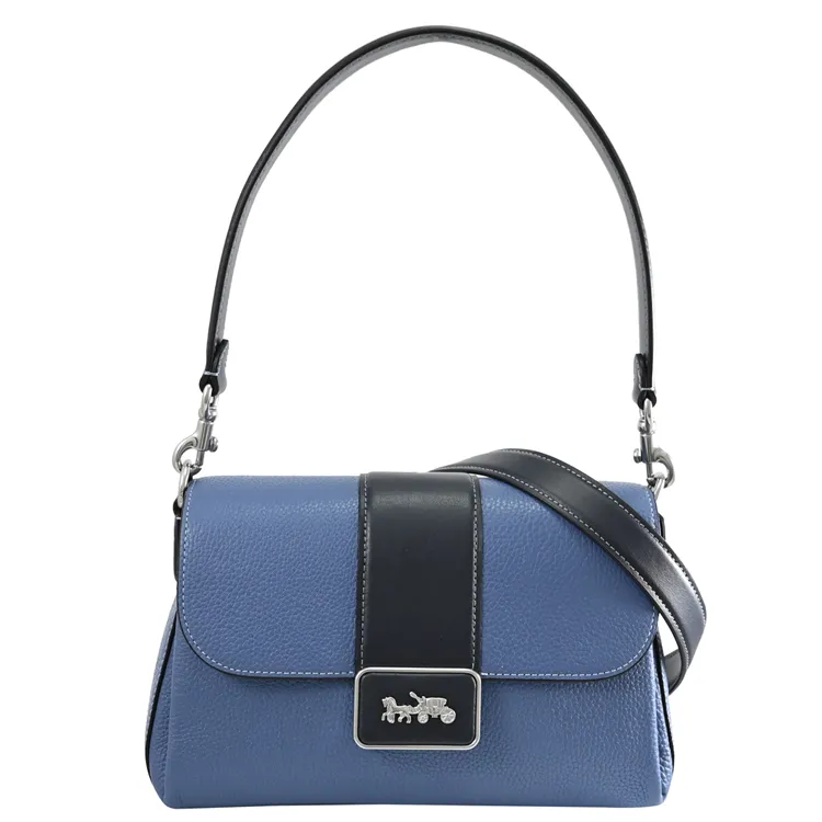 COACH CH207 Grace 馬車LOGO撞色皮革翻蓋兩用包.水洗藍 歷史價格詳細信息