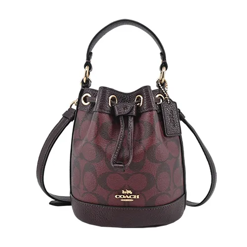 COACH DEMPSEY 15 繽紛雪花PVC拼接皮革水桶包(迷你/石墨黑x天藍) 歷史價格詳細信息