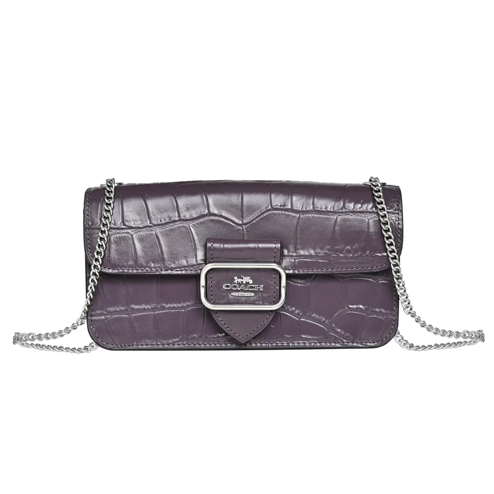 【COACH】鱷魚壓紋皮革 / LARGE 小款 / 斜背 兩用包(藕色) 歷史價格詳細信息