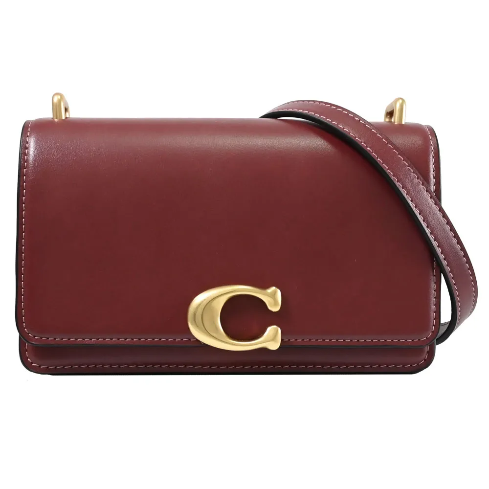 COACH酒紅C Logo平織布皮飾方框前釦袋雙摺短夾 歷史價格詳細信息