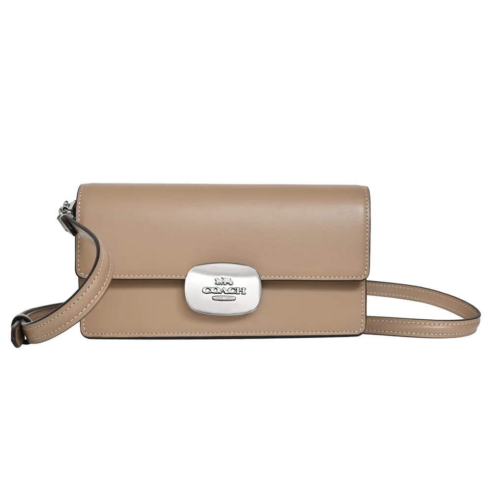 COACH ELIZA深咖C Logo黑邊橢圓金釦前袋雙摺短夾 歷史價格詳細信息