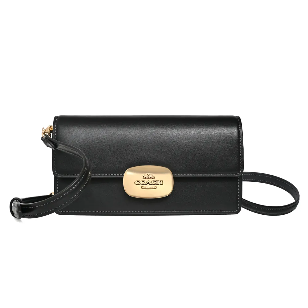 COACH ELIZA深咖C Logo黑邊橢圓金釦前袋雙摺短夾 歷史價格詳細信息