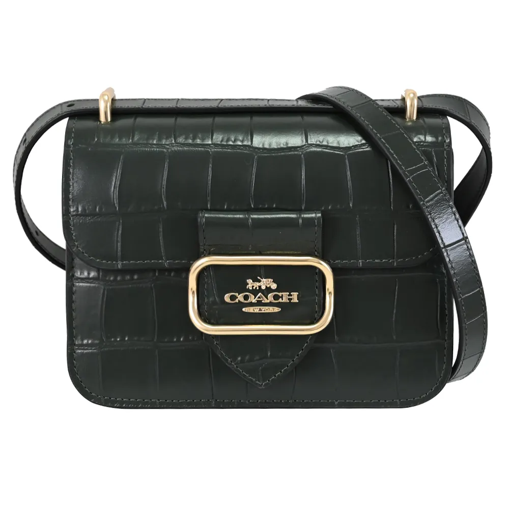 COACH深紫鱷魚紋全皮T釦翻蓋鍊帶橫式隨身斜背包 歷史價格詳細信息