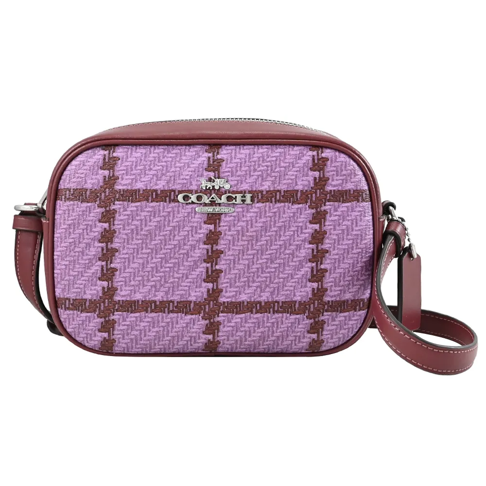 【COACH】COACH Mini Jamie金屬黑字LOGO牛皮迪士尼聯名卡通圖案拉鍊斜背相機包(小/黑) 歷史價格詳細信息