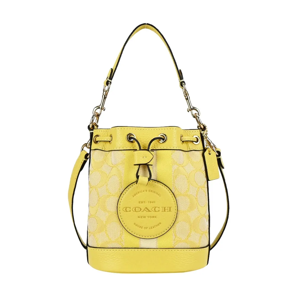 COACH 圓標LOGO緹花C撞色直條紋拉鍊對開長夾(卡其粉) 歷史價格詳細信息