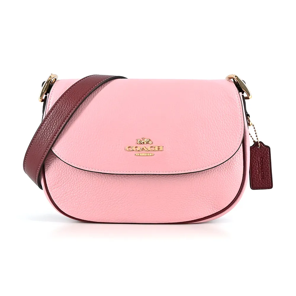 COACH 翻蓋荔枝紋牛皮斜背包(桃紅) 歷史價格詳細信息