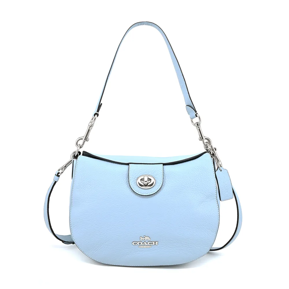 COACH ELLA HOBO水藍荔枝紋全皮旋釦上開肩背/斜背包 歷史價格詳細信息
