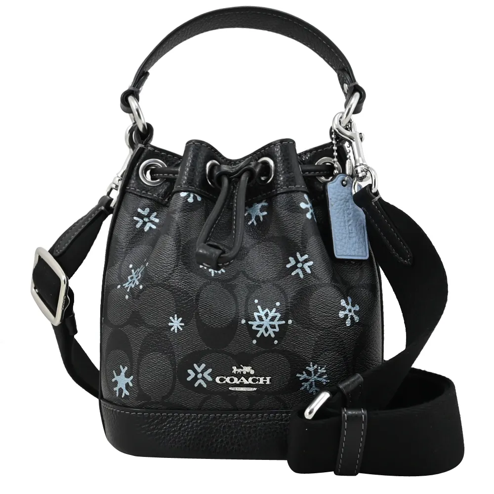 COACH CE567 鉚釘飾印花皮革斜背馬鞍包.深咖/黑 歷史價格詳細信息