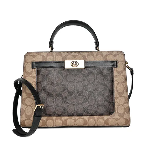 COACH 卡其C LOGO雙拉鍊手提/斜背饅頭包(糖果粉) 歷史價格詳細信息