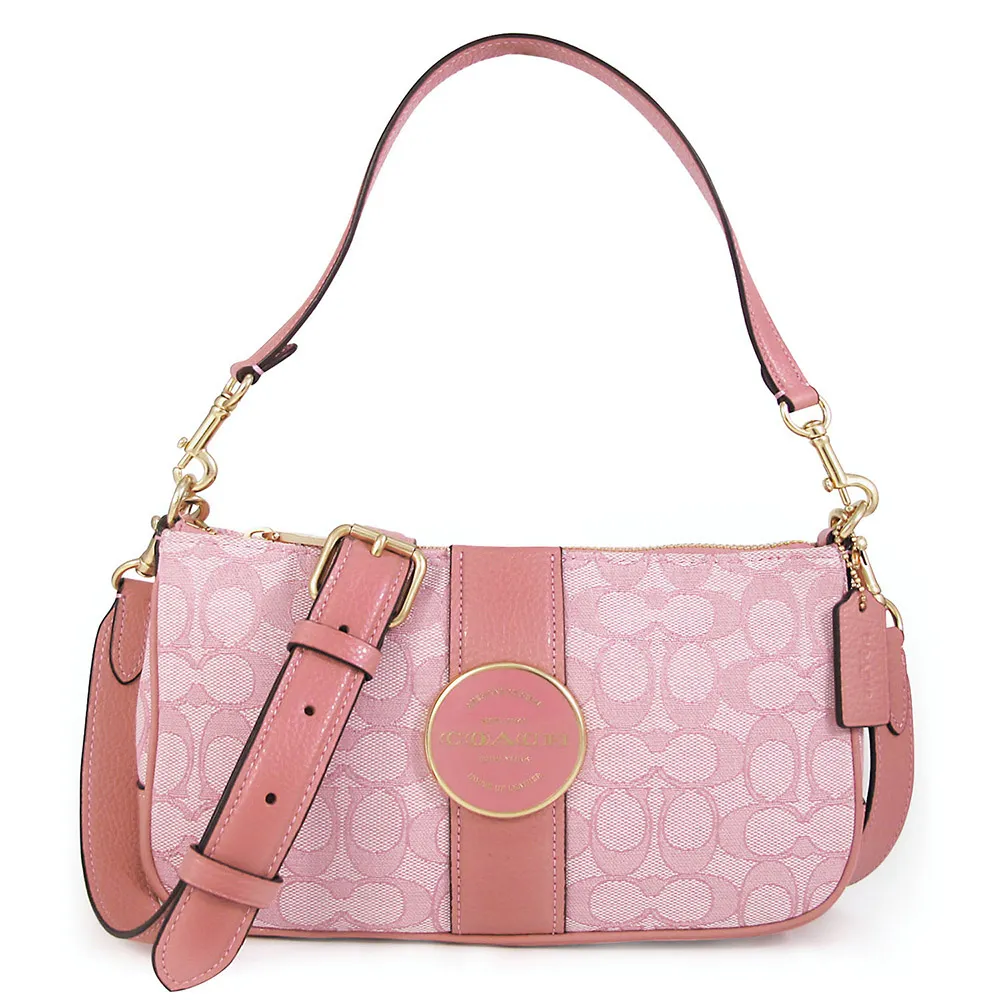 COACH LONNIE 莓果粉色緹花織布直立式翻蓋斜背包(小) 歷史價格詳細信息