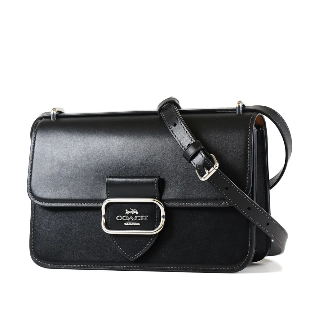 【COACH】金屬大C 牛皮革手提/斜背水桶包(黑) 歷史價格詳細信息