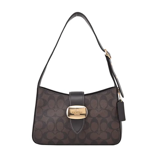 COACH ELIZA深咖C Logo黑邊橢圓金釦前袋雙摺短夾 歷史價格詳細信息