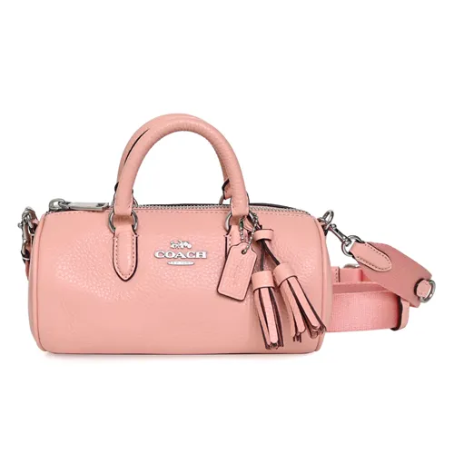 COACH Lacey 拼色皮革復古流蘇掛飾兩用圓筒包(迷你/酒紅) 歷史價格詳細信息