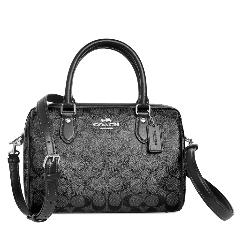 COACH鐵灰黑C Logo藍邊真皮上釦三摺內拉鍊袋短夾 歷史價格詳細信息