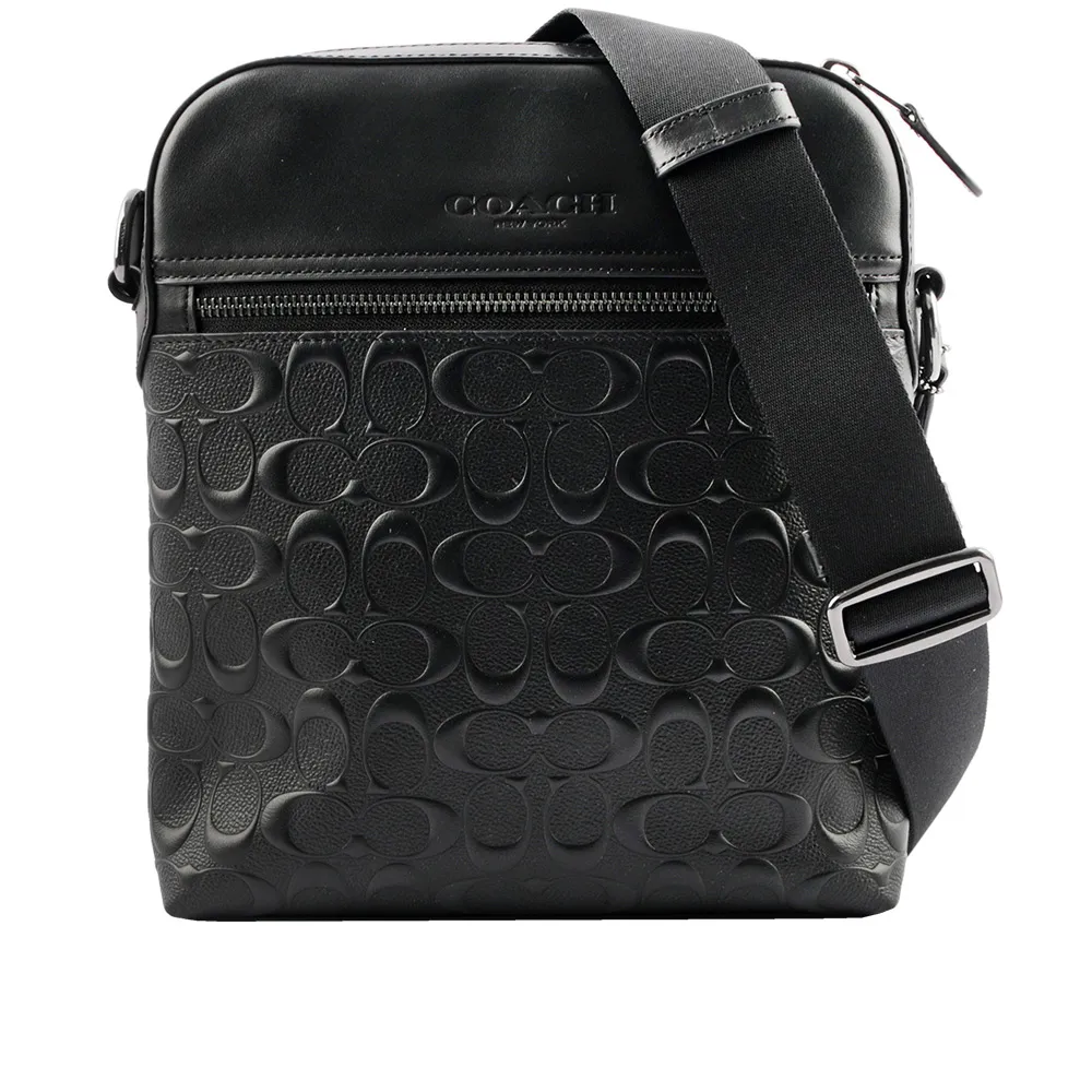 【COACH】Houston Flight Bag素面牛皮前拉鍊男款斜背包(黑) 歷史價格詳細信息