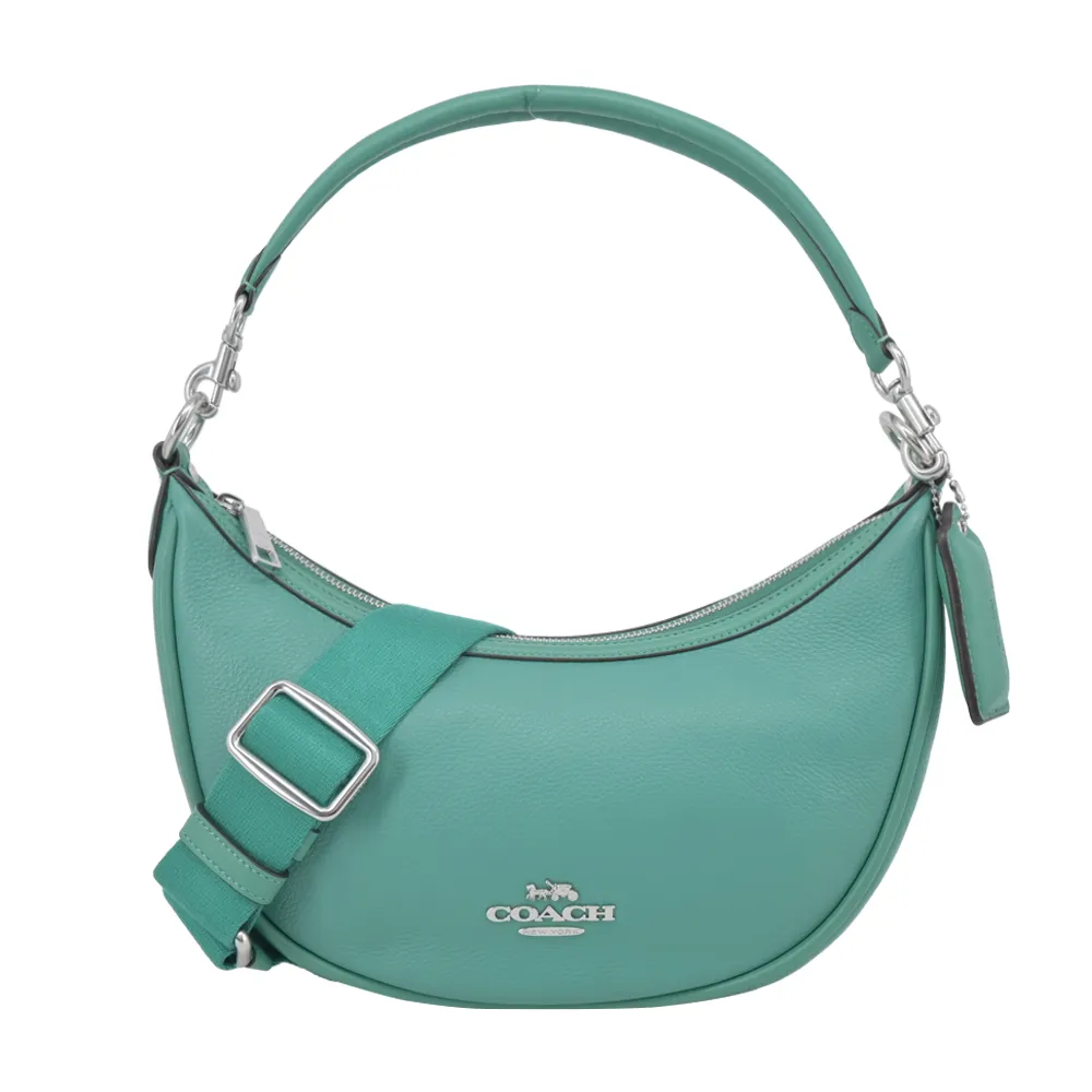 COACH ARIA 荔枝紋拉鍊肩背/斜背二用半月包-黑色 歷史價格詳細信息