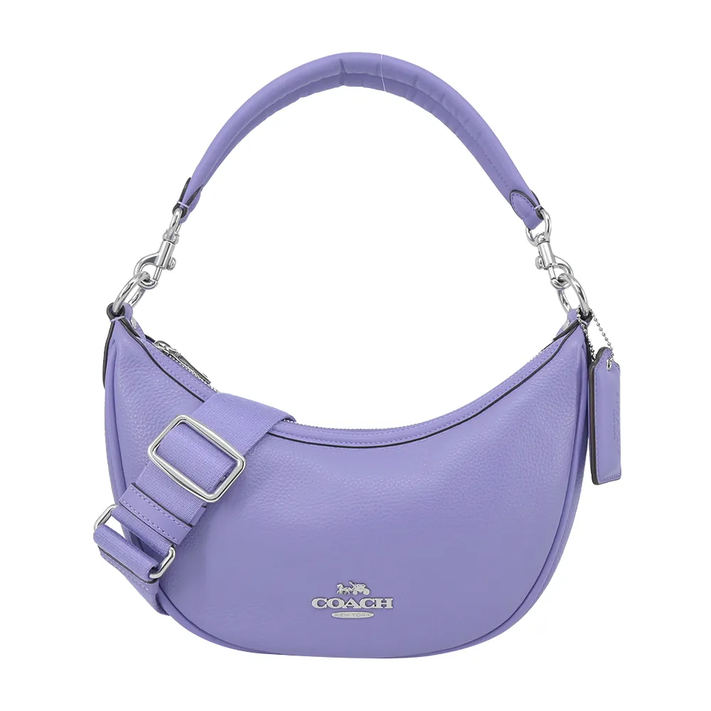 COACH ARIA 荔枝紋拉鍊肩背/斜背二用半月包-黑色 歷史價格詳細信息