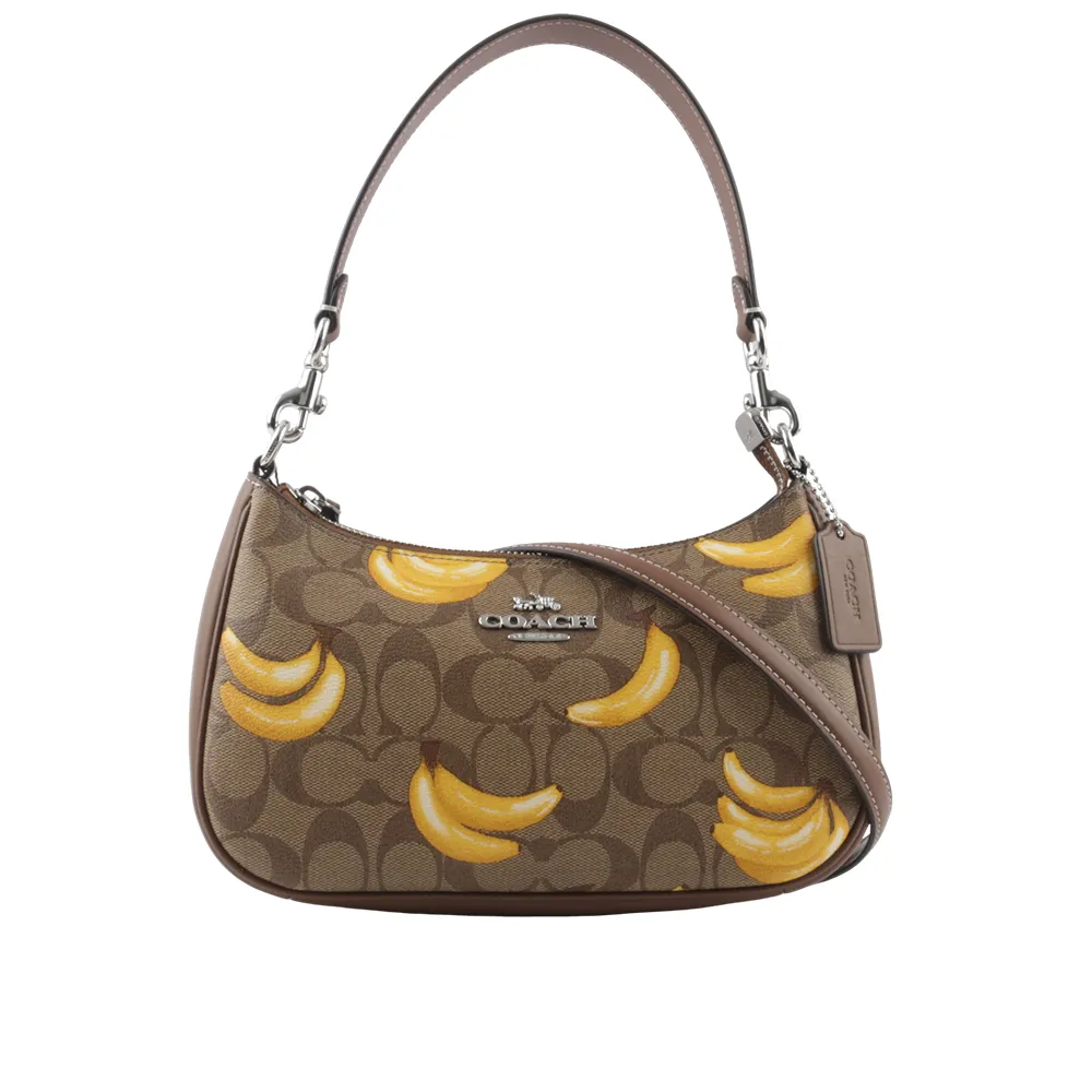 COACH Teri 銀釦縫線標誌平滑皮革二用包(奶茶色) CR099 SVTP 歷史價格詳細信息