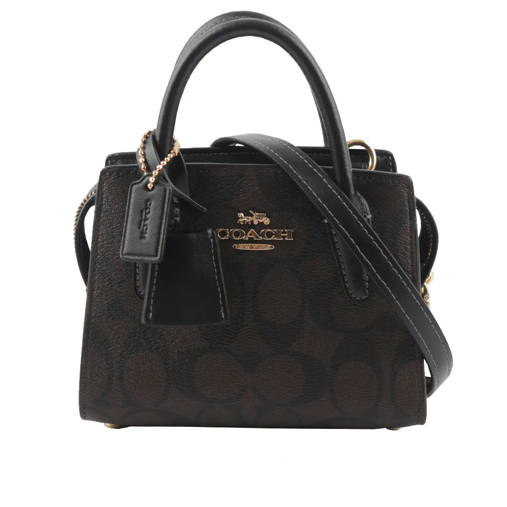 COACH CO974 ANDRE 滑面皮革迷你兩用小廢包.黑 歷史價格詳細信息