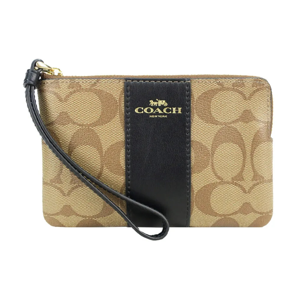 【COACH】新款PVC直條皮革手拿包(卡其白) 歷史價格詳細信息