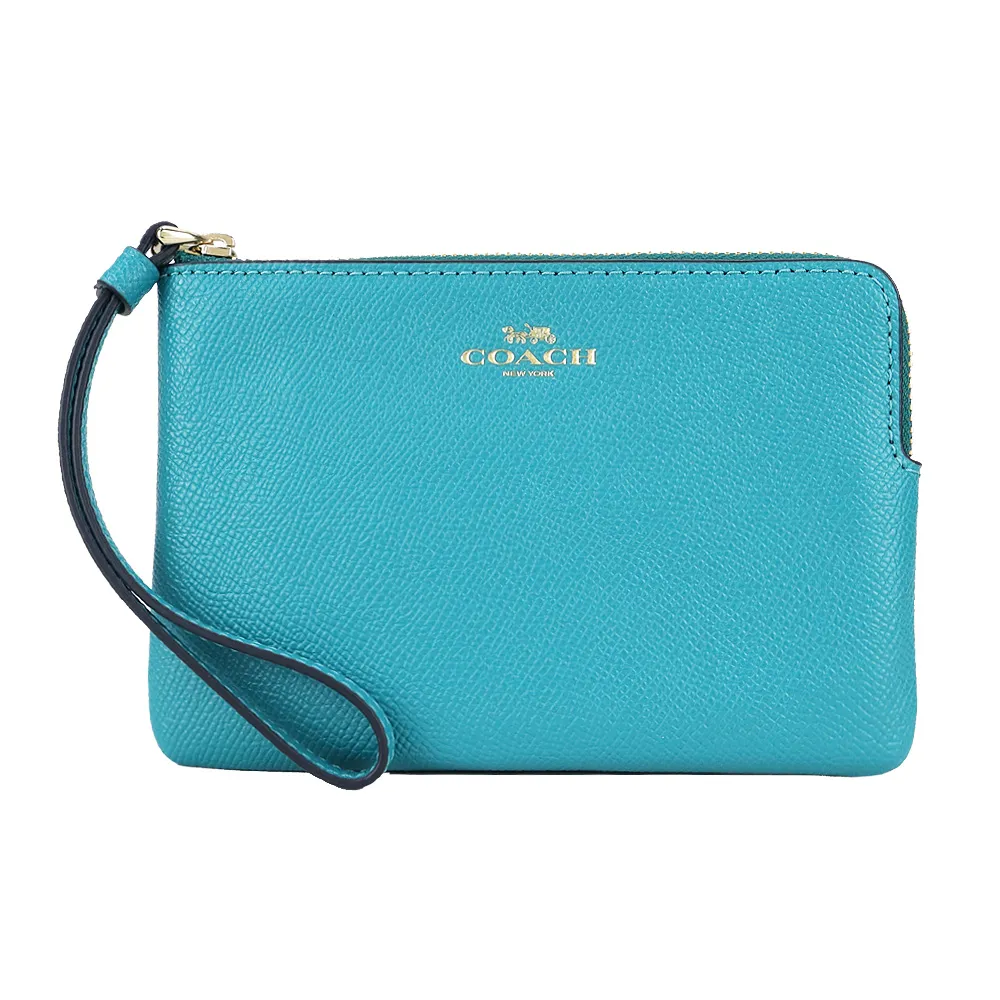 COACH 燙印馬車防刮皮革拉鍊手拿包(皇家藍) 歷史價格詳細信息