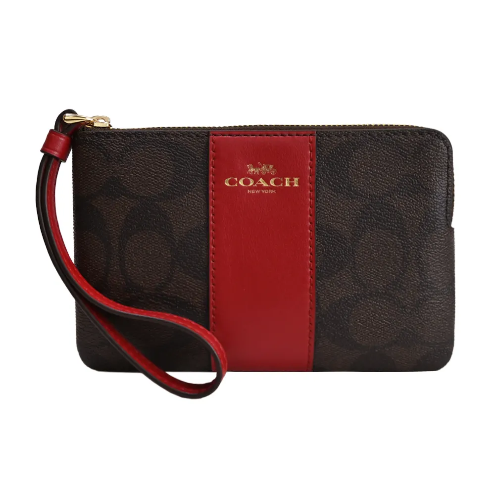 【COACH】新款PVC直條皮革手拿包(卡其白) 歷史價格詳細信息