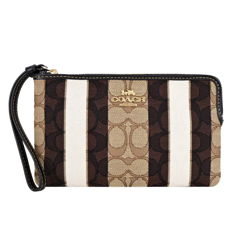 【COACH】撞色滿版C印花拼接皮帶飾信用卡零錢中夾(駝/深咖) 歷史價格詳細信息