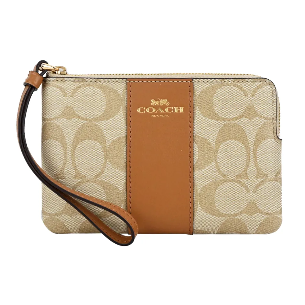 【COACH】新款PVC直條皮革手拿包(卡其白) 歷史價格詳細信息