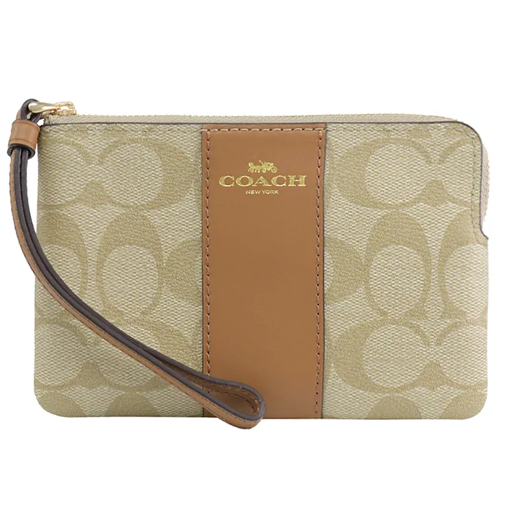 COACH 58032 馬車LOGO烙印防刮皮革零錢包/手拿包.灰褐 歷史價格詳細信息