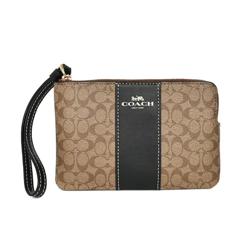 COACH黑色鍊飾烙印全皮釦式雙摺C字拉鍊袋短夾 歷史價格詳細信息