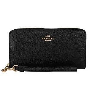 COACH 金屬馬車荔枝皮革對折拉鍊短夾(黑色) 歷史價格詳細信息