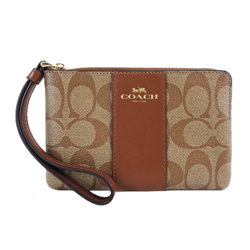 【COACH】新款PVC直條皮革手拿包(卡其白) 歷史價格詳細信息