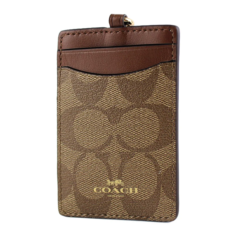 【COACH】緹花LOGO防刮皮革識別證掛帶票卡夾-白色 歷史價格詳細信息