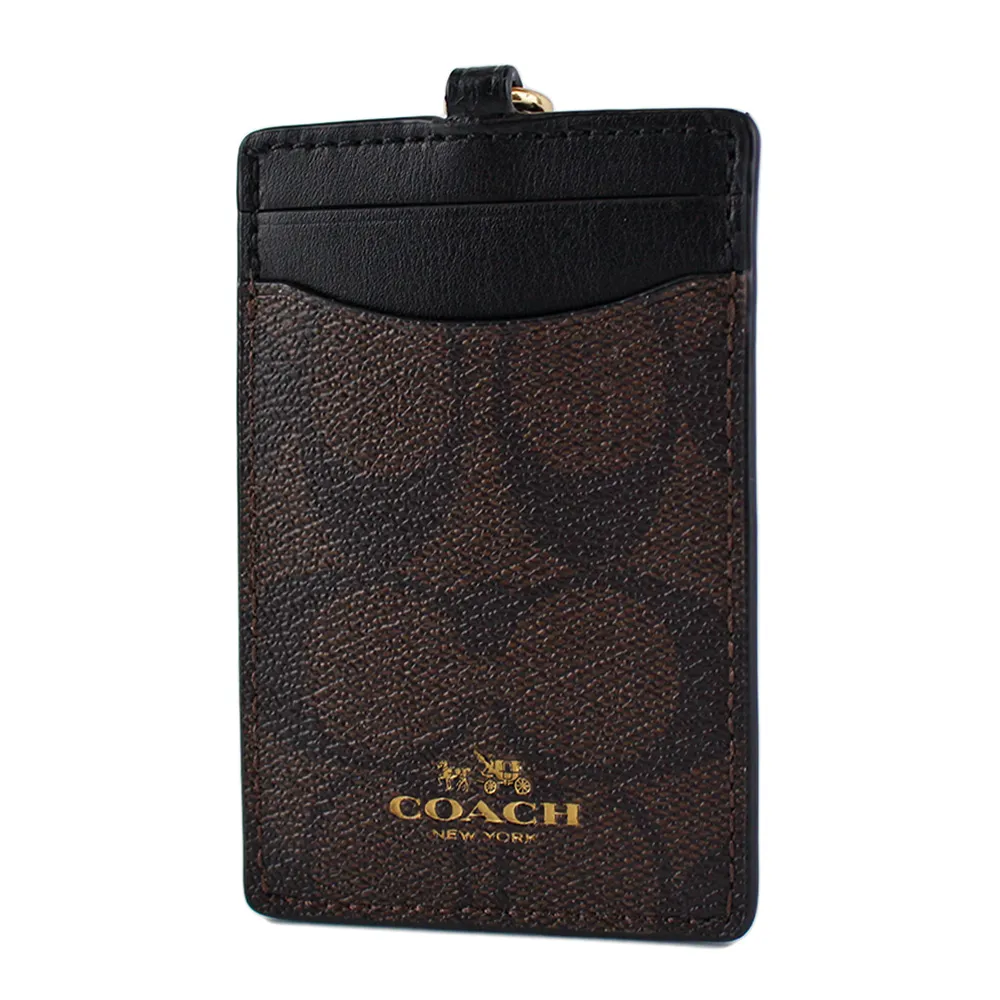 【COACH】緹花LOGO防刮皮革識別證掛帶票卡夾-白色 歷史價格詳細信息